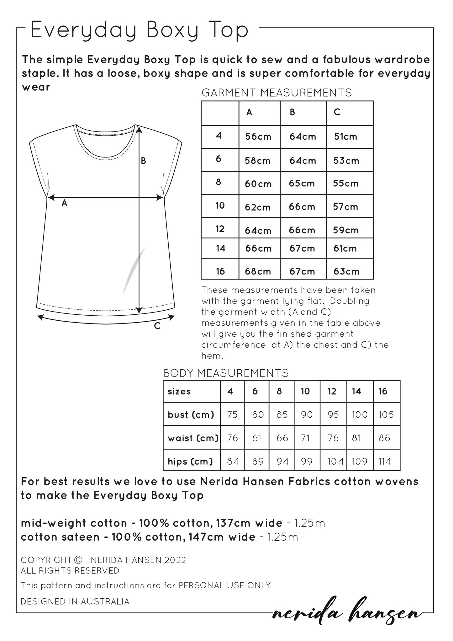 Everyday Boxy Top PDF Sewing Pattern