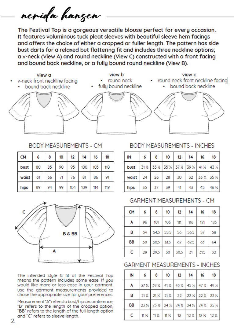 Festival Top PDF Sewing Pattern