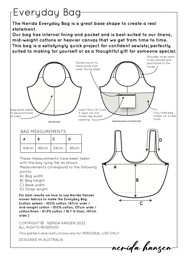 Everyday Bag PDF Sewing Pattern