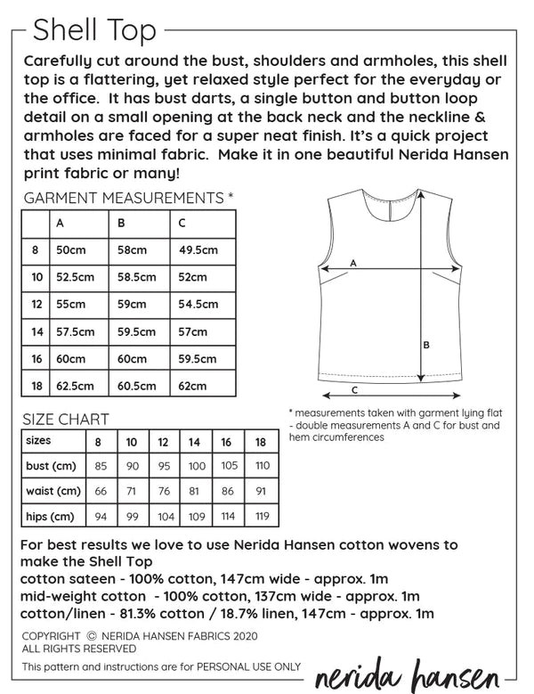 Shell Top PDF Sewing Pattern