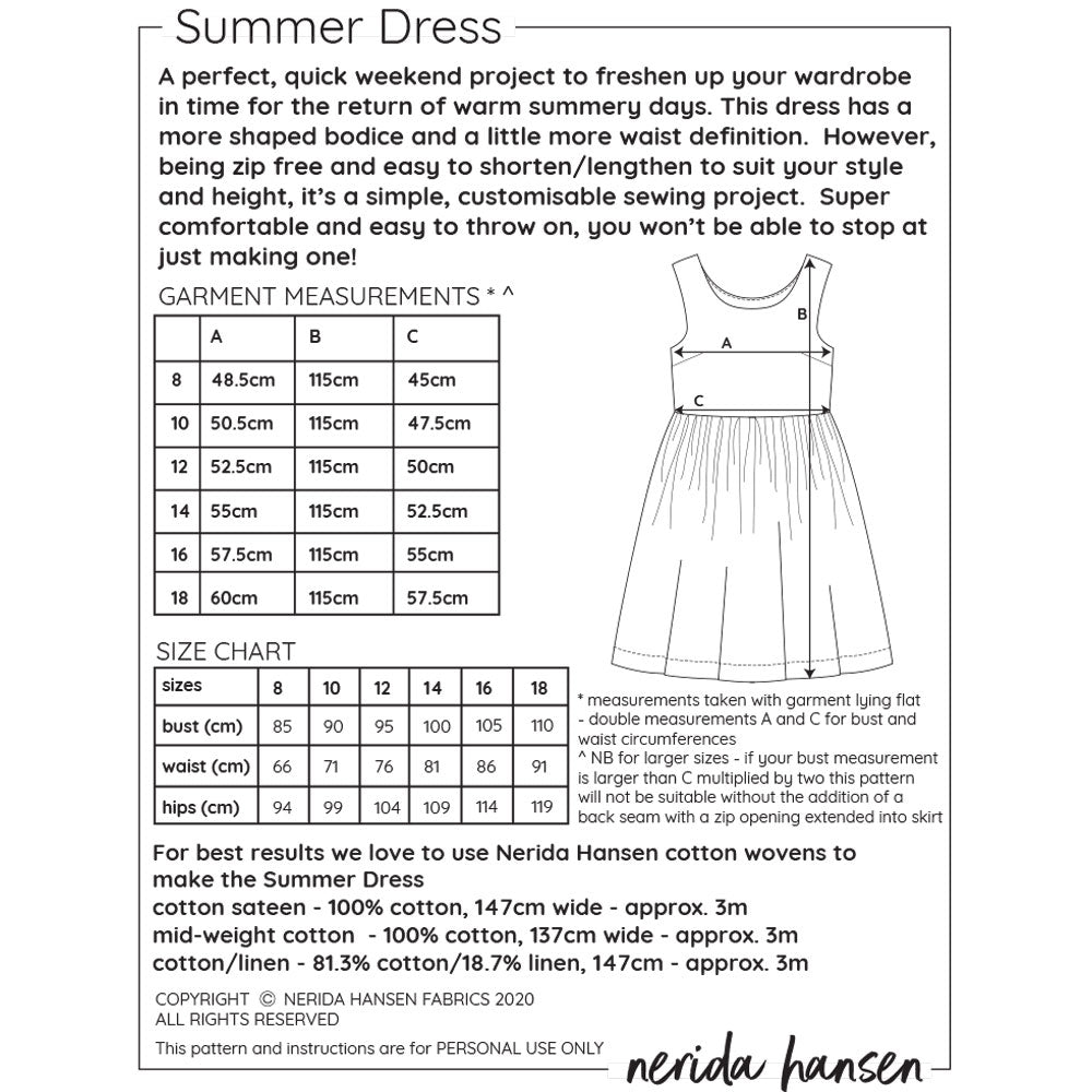 Summer Dress PDF Sewing Pattern