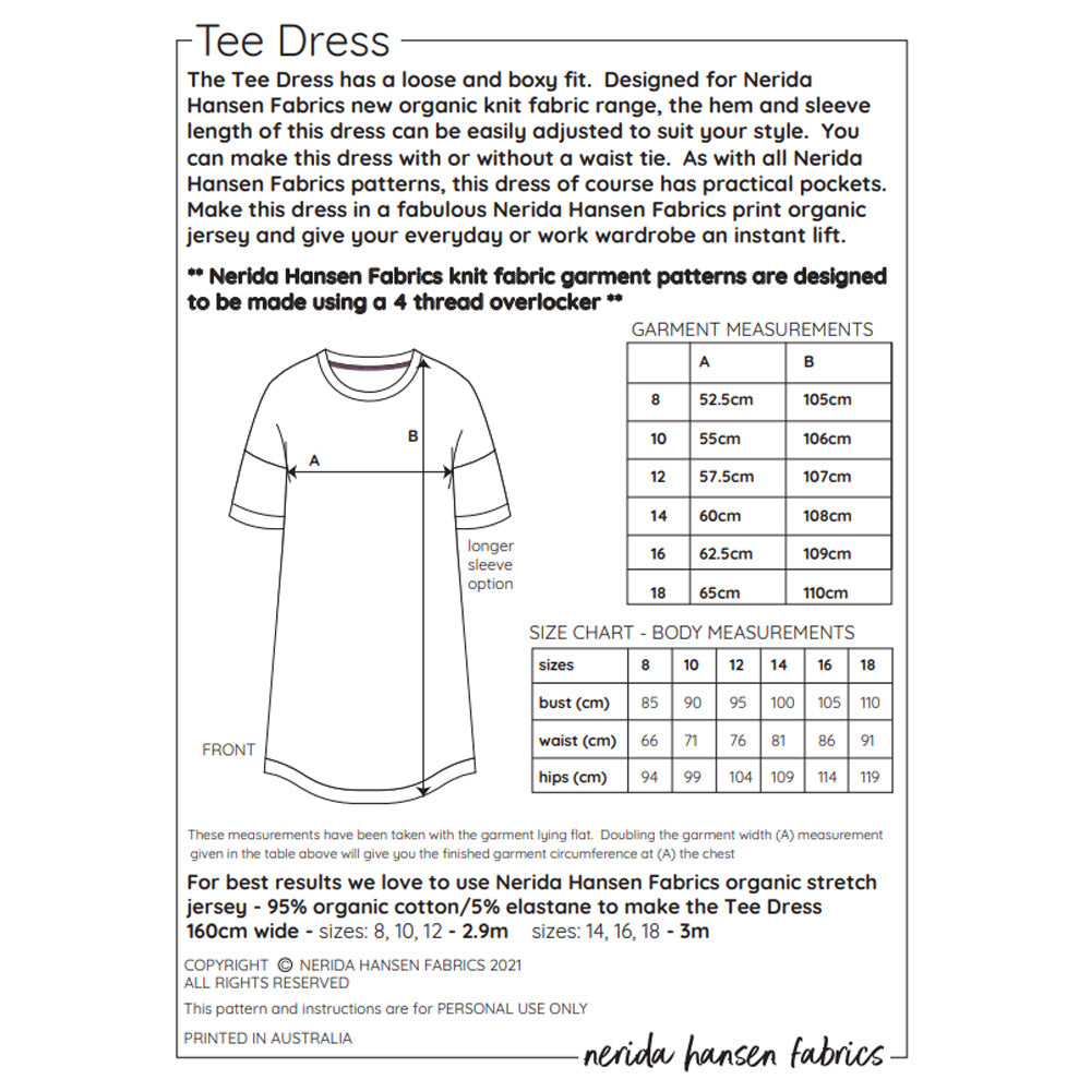 Tee Dress PDF Sewing Pattern