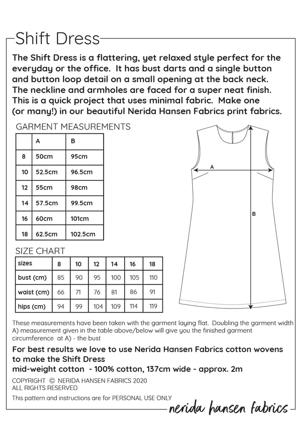 Shift Dress PDF Sewing Pattern